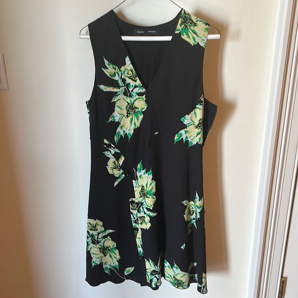 black floral silk dress